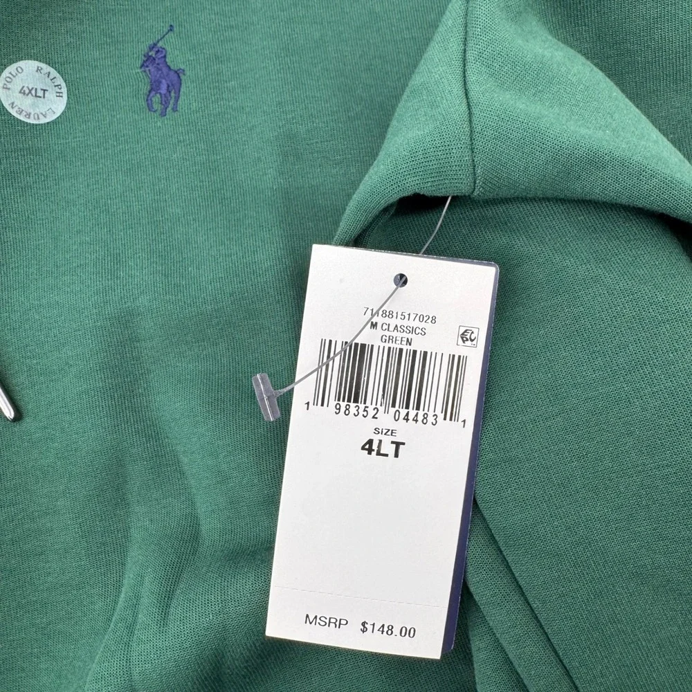 Polo Ralph Lauren Full Zip Hoodie Mens 4XLT Green Double Knit Pony Logo 9623